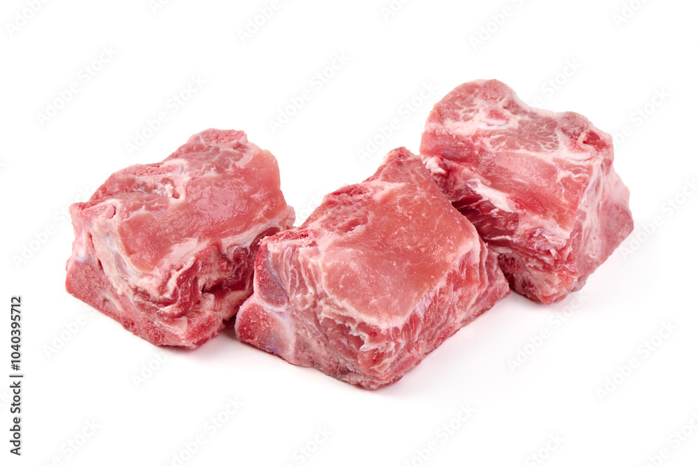 Raw pork ribs pieces, isolated on white background. Raw pork ribs pieces, isolated on white background.