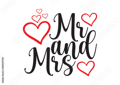 Mr and Mrs text icon design for Wedding, anniversary invitation conceptual template.