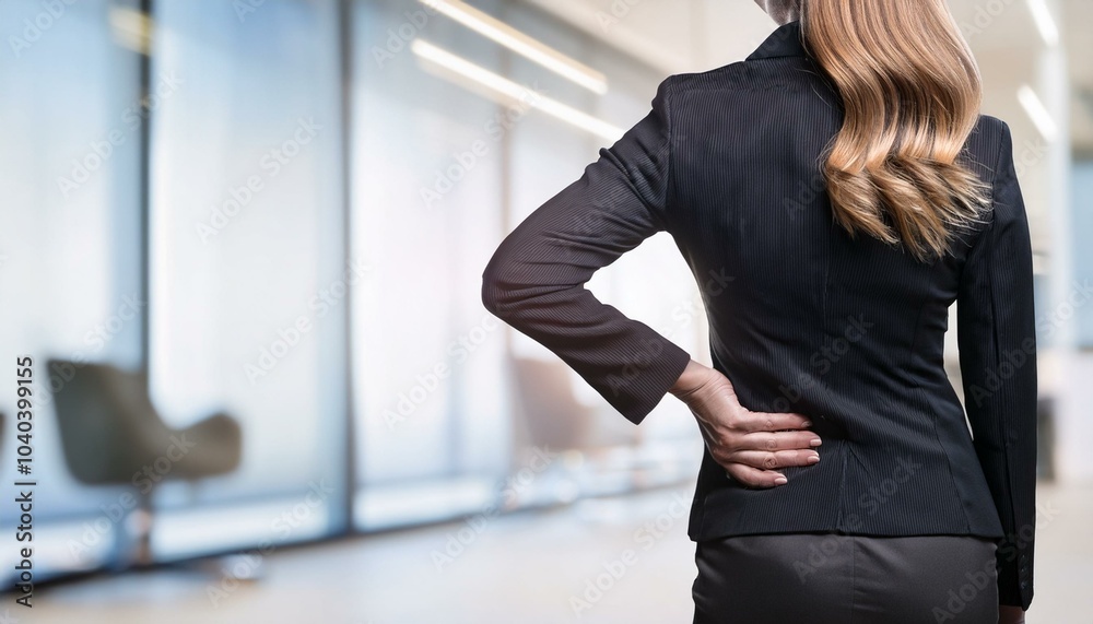 Businesswoman Holding Her Back Businesswoman Holding Her Back