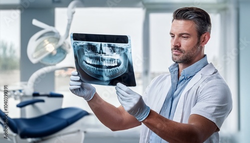 Dentist Doctor Looking At Teeth Xray