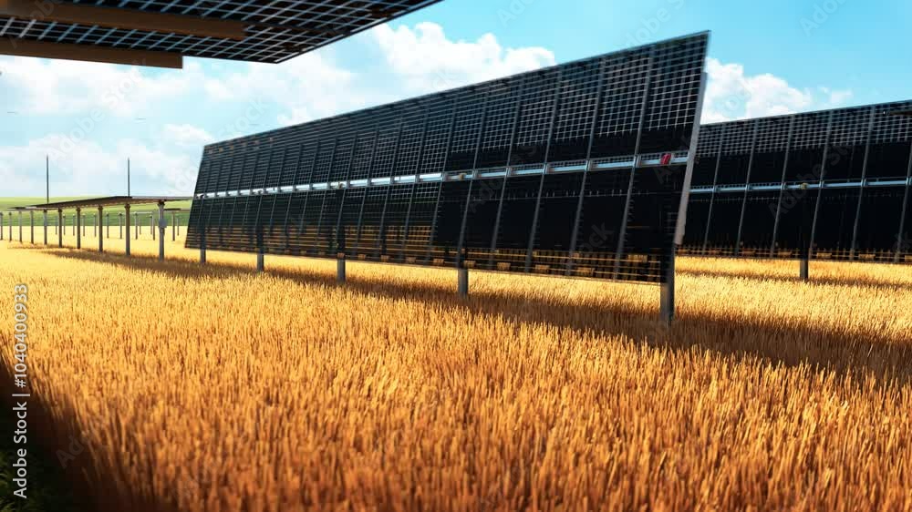 Agriculture and renewable energy: Solar panel installation with tracking system Agriculture and renewable energy: Solar panel installation with tracking system