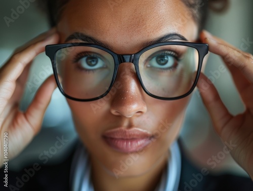 Close-up of a LGBTQ businessperson adjusting glasses, ready for a presentation