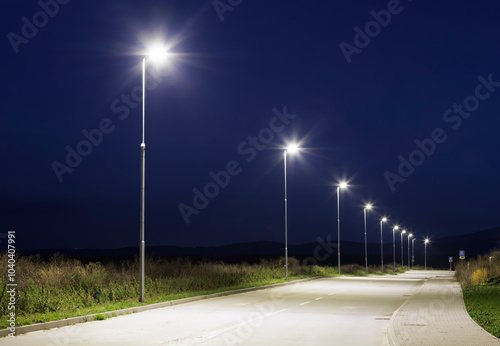 modern road with LED stretlights