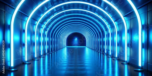 Neon Blue Archway  3D Render  Cyberpunk  Glowing Lights  Digital Art  Futuristic  Sci-fi