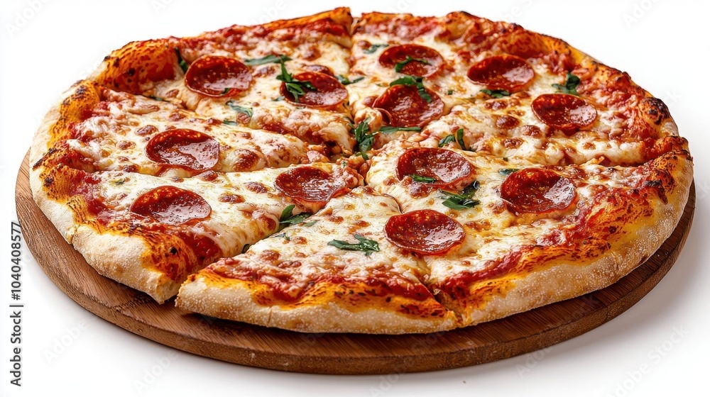 A photostock images of authentic Italian pizza with toppings, isolated on white background, High Quality A photostock images of authentic Italian pizza with toppings, isolated on white background, High Quality