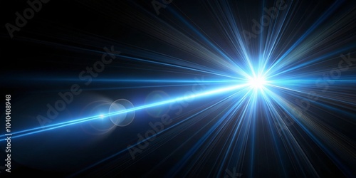 Abstract Blue Light Burst - Digital art composition with a bright blue light burst radiating from a central point on a black background