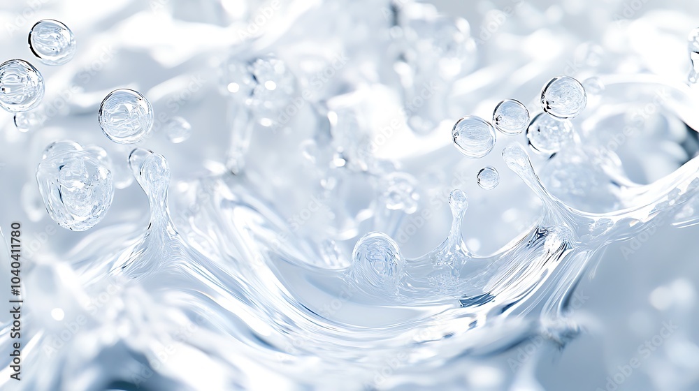Abstract droplets and bubbles suspended in a clear gel splash with smooth fluid dynamics Abstract droplets and bubbles suspended in a clear gel splash with smooth fluid dynamics