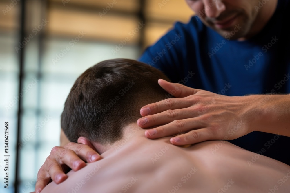 Physiotherapist massaging patient sports relaxation. Physiotherapist massaging patient sports relaxation.