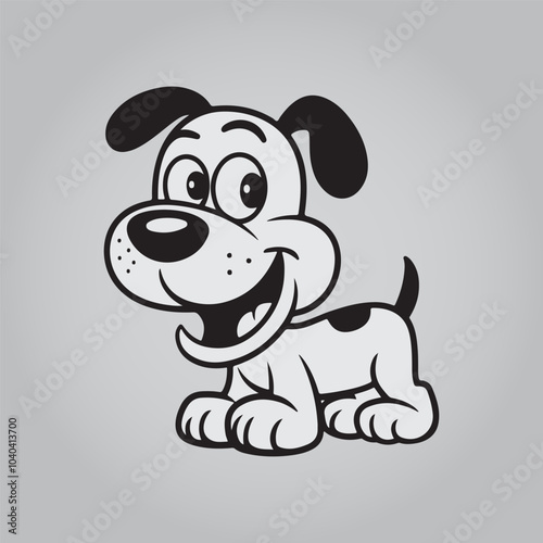 Happy Puppy Dog Vector Art in Comic Style, Hand Drawn Style Puppy Dog Cartoon