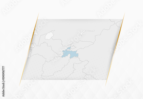 Tajikistan Map in Blue with Gold Framed Accents. Modern Vector Map of Tajikistan. photo