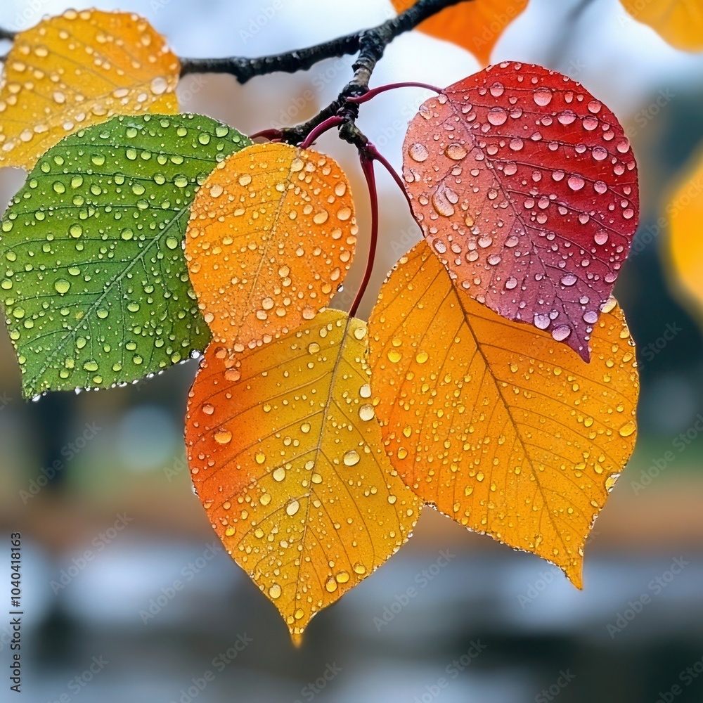 Autumn's Spectrum: Vibrant Yellow, Orange, and Red Leaves in a Picturesque Fall Park