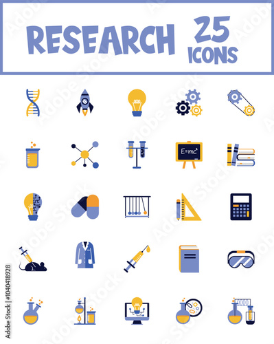Vector image of research icon set white background