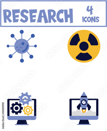 Vector image of research icon set white background