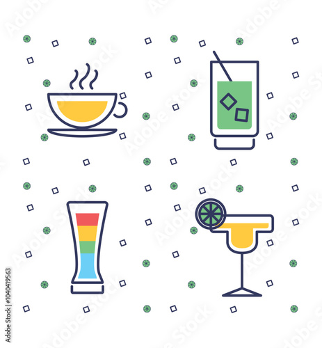 PLAYAVector image of liquor glasses icon set white background