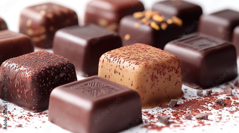A tempting selection of rich chocolate confections waiting to be savored A tempting selection of rich chocolate confections waiting to be savored