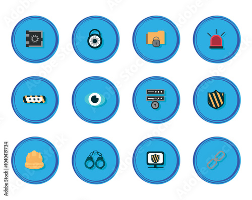 Set of blue biosecurity vector icons with white background