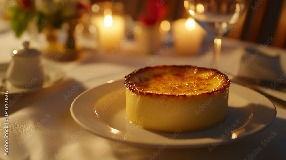 Delicious dessert creme brulee close-up Delicious dessert creme brulee close-up