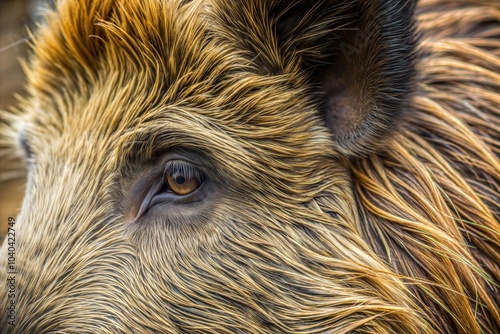 Wallpaper Mural Wild boar eye close-up highlighting fur texture and intensity Torontodigital.ca