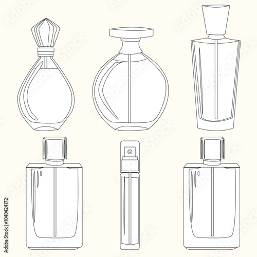 Bottles for toilet water. Perfume jars in a vector image.