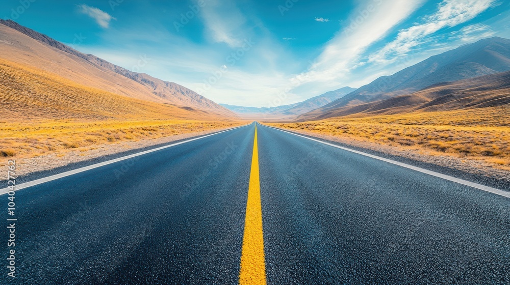 Fototapeta premium Endless Highway Through Desert Landscape