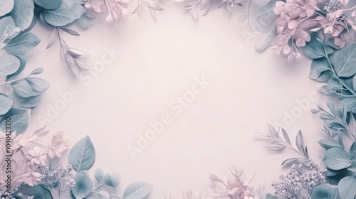 Frame created with fresh, pastel, field flowers and leaves. Text, empty space. Soft pastel background, flat lay. Floral colorful decoration. Illustration, stock.