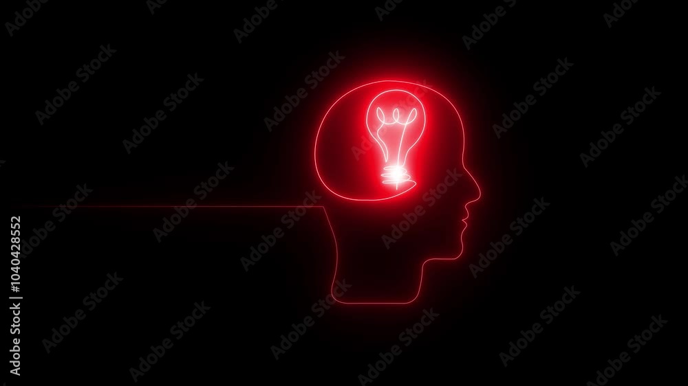 Human head have light bulb in middle that can fill in many icon inside for your concept. Intelligence and idea concept.