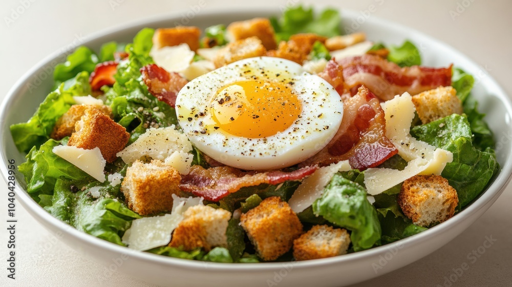 Fresh Salad with Soft Boiled Egg and Crispy Bacon Fresh Salad with Soft Boiled Egg and Crispy Bacon