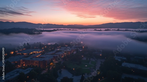 Scenic Sunrise Over Foggy Landscape