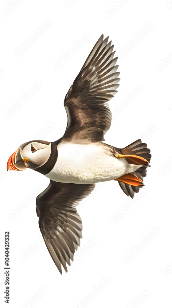 Obraz premium Atlantic Puffin Bird, in Transparent PNG Background, Wallpaper, Cover and Screen for Smartphone, PC, Laptop, Transparent PNG.
