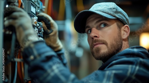 Skilled Electrician Working on Circuit Panel