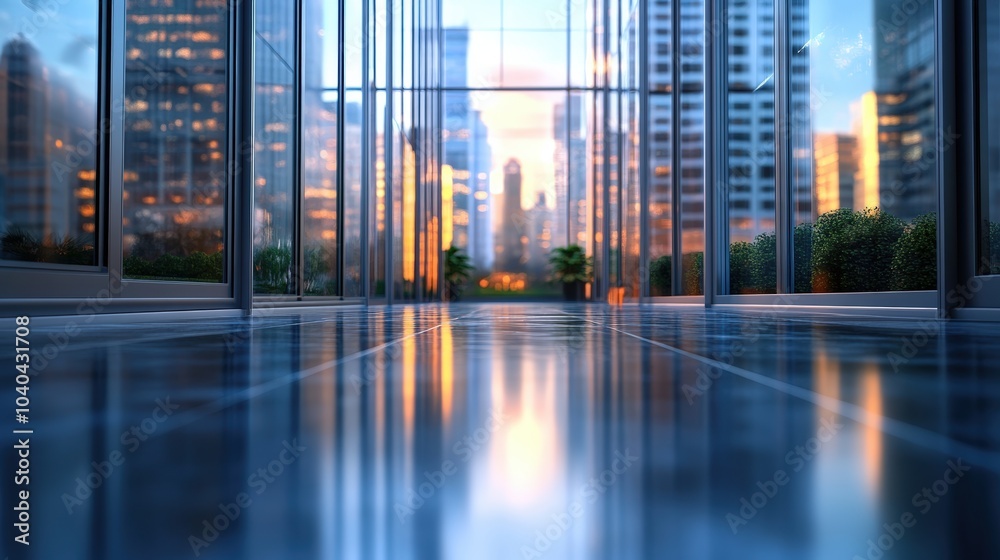 Modern Business Marketing Office Interior at Sunset Modern Business Marketing Office Interior at Sunset