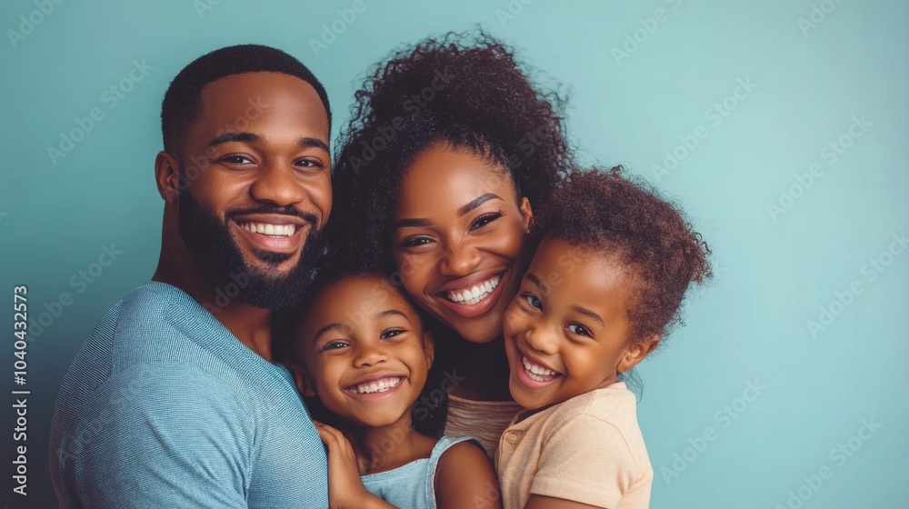 Happy Family Portrait with Parents and Two Children Happy Family Portrait with Parents and Two Children