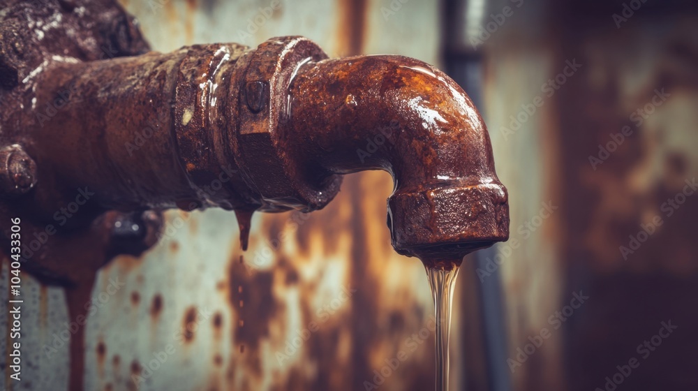 Dripping Water from a Rusty Metal Faucet Dripping Water from a Rusty Metal Faucet