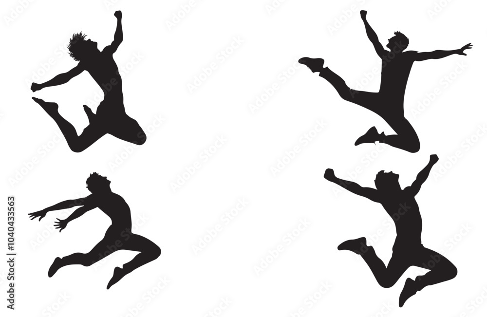 silhouettes of jumping people silhouettes of jumping people