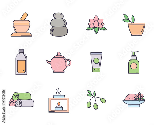 spa vector icon set with white background