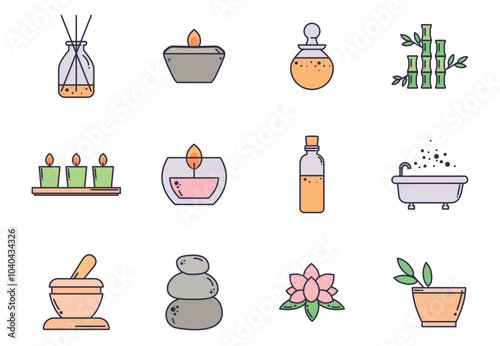 spa vector icon set with white background