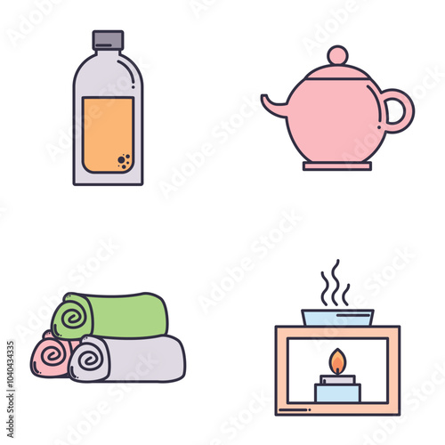 spa vector icon set with white background