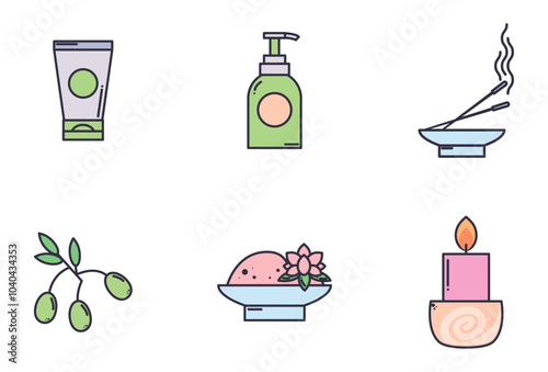 spa vector icon set with white background