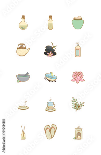spa vector icon set with white background