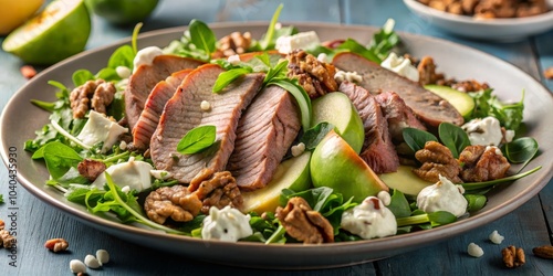 Apple, Walnut, and Pork Tenderloin Salad, Green Salad, Healthy Recipe, Recipe, Salad