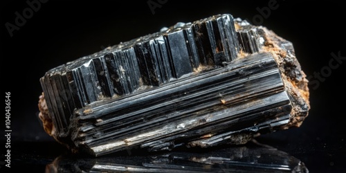 Black Tourmaline Crystal Macro Photography, Mineral, Gemstone, Crystal Structure photo