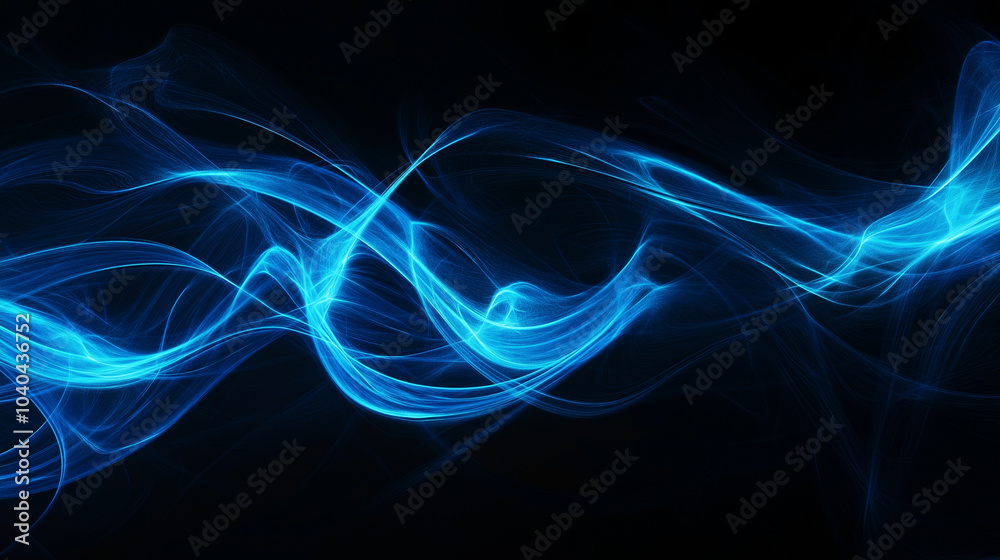 Fototapeta premium Abstract blue light waves on a dark background