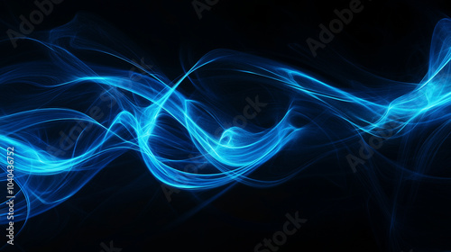 Abstract blue light waves on a dark background