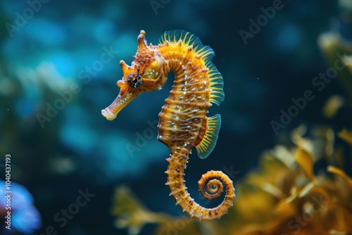 Underwater photo of seahorse animal marine pomacentridae.