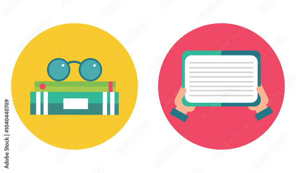 set of book reading vector icons with white background set of book reading vector icons with white background