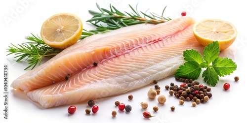 Fresh Raw Fish Fillet with Lemon, Rosemary and Peppercorns, Seafood ,Fish ,Recipe
