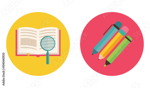set of book reading vector icons with white background