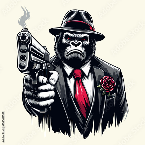 mafia gorilla vector t-shirt design