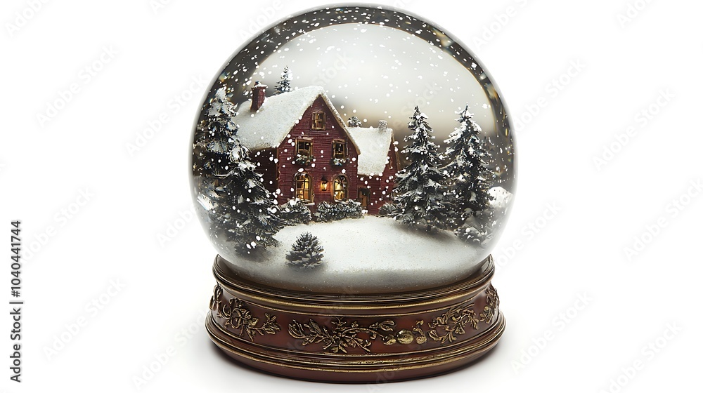 Classic snow globe depicting quaint snow covered house at christmas time Classic snow globe depicting quaint snow covered house at christmas time