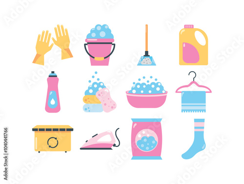 set of vector icons of toilet with white background